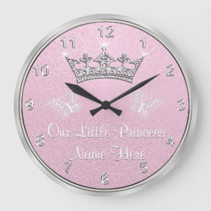 Grande Horloge Ronde Personnalized Our Little Princess Clock, Pink Cloc