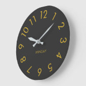 Grande Horloge Ronde Personnalized Solid Gray & Gold (Angle)