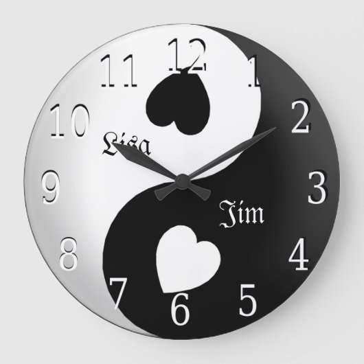 Grande Horloge Ronde Personnalized Yin Yang Love Clock (Recto)