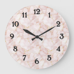 Grande Horloge Ronde Pétales de rose florale or rose