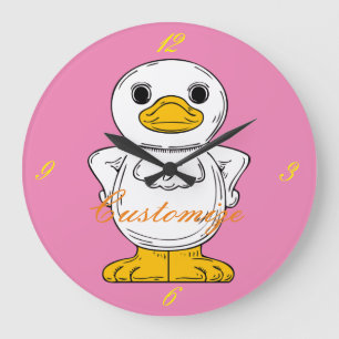 Grande Horloge Ronde Petit canard blanc debout Thunder_Cove