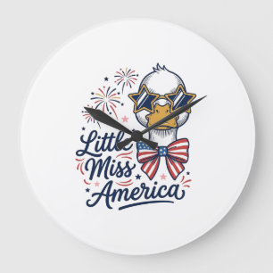 Grande Horloge Ronde Petit Canard Patriotique de Little Miss America Vi