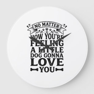 Grande Horloge Ronde Petit Chien Amour Vous Conception de Typographie V