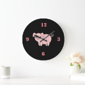 Grande Horloge Ronde petit cochon rose (Maison)