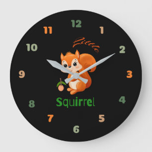 Grande Horloge Ronde Petit écureuil