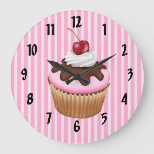 Grande Horloge Ronde Petit gâteau rose
