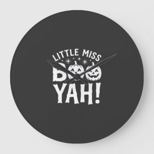Grande Horloge Ronde Petit Miss Booyah Design de citrouille d'Halloween