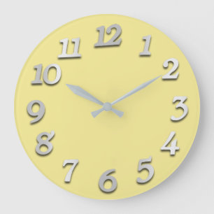 Grande Horloge Ronde Petit Numéro Gray Grey Canary Yellow