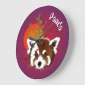 Grande Horloge Ronde Petit Panda, montre Ailurus fulgens (Angle)