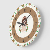Grande Horloge Ronde Petite fille aux fleurs (Angle)