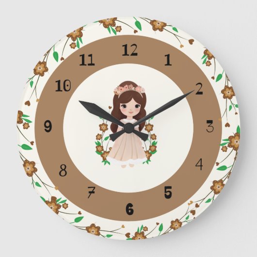Grande Horloge Ronde Petite fille aux fleurs (Recto)