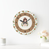 Grande Horloge Ronde Petite fille aux fleurs (Maison)