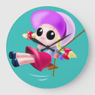 Grande Horloge Ronde Petite fille en train de se balancer