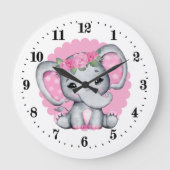 Grande Horloge Ronde petite fille mignonne éléphant (Recto)