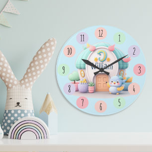 Grande Horloge Ronde Petite maison avec petit dragon et le garçon NOM