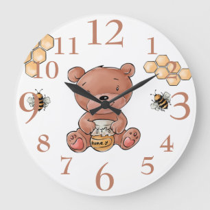 Grande Horloge Ronde Petite petite ours au miel et abeilles