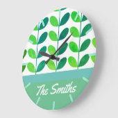 Grande Horloge Ronde Petites écailles Turquoises et vertes (Angle)