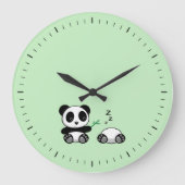 Grande Horloge Ronde Petites pandas mignonnes sur vert (Recto)