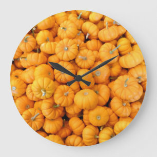 Grande Horloge Ronde Petits Citrouilles de récolte de automne orange