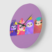Grande Horloge Ronde Petits monstres mignons (Angle)
