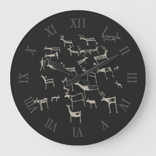 Grande Horloge Ronde Pétroglyphe de roche Chasse ancienne au cerf europ