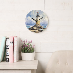 Grande Horloge Ronde Phare aquarelle