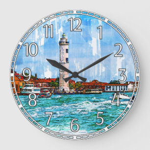 Grande Horloge Ronde Phare de Murano, Venise, Italie.