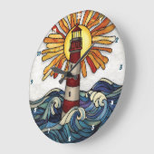 Grande Horloge Ronde Phare Strithouse Vagues Sun Ocean (Angle)