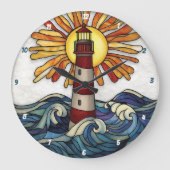 Grande Horloge Ronde Phare Strithouse Vagues Sun Ocean (Recto)