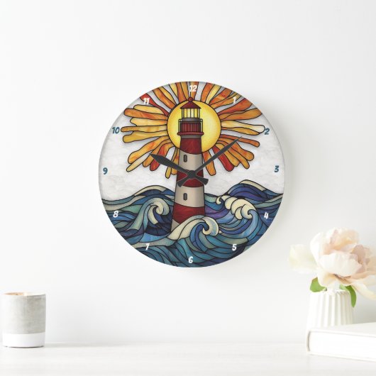 Grande Horloge Ronde Phare Strithouse Vagues Sun Ocean (Maison)
