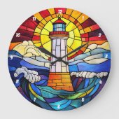Grande Horloge Ronde Phare Waves Coucher de soleil (Recto)