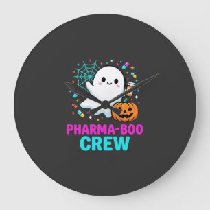Grande Horloge Ronde Pharmacien Halloween Pharma-Boo Crew Conception de