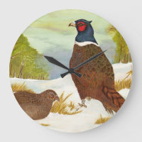 Pheasants à Snow Painting Clock