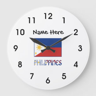 Grande Horloge Ronde Philippines et drapeau philippin et votre nom
