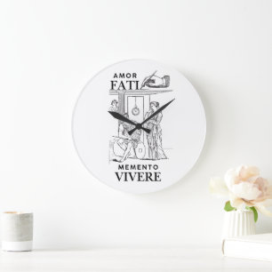 Grande Horloge Ronde Philosophie Amor Fati en Art Linéaire