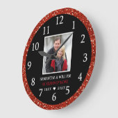 Grande Horloge Ronde Photo de 40e anniversaire de mariage rubis avec pa (Angle)