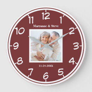 Grande Horloge Ronde Photo de couples modernes pour mariage et annivers
