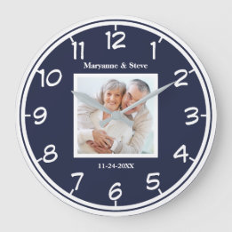 Grande Horloge Ronde Photo de couples modernes pour mariage et annivers
