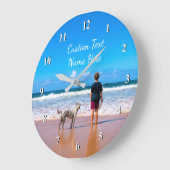 Grande Horloge Ronde Photo de Custom Text Wall Clock Your Design With P (Angle)