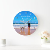 Grande Horloge Ronde Photo de Custom Text Wall Clock Your Design With P (Maison)