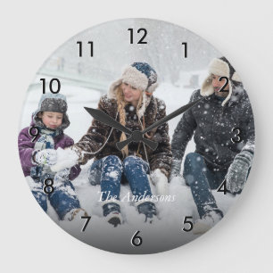 Grande Horloge Ronde Photo de famille personnalisée