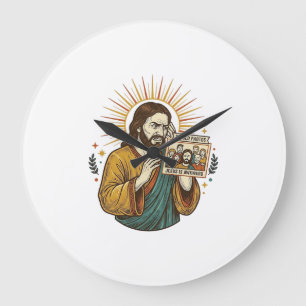 Grande Horloge Ronde Photo de groupe étiqueté de Jésus les yeux fermés