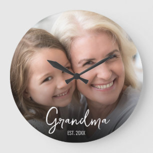 Grande Horloge Ronde Photo de l'année de création de grand-mère personn