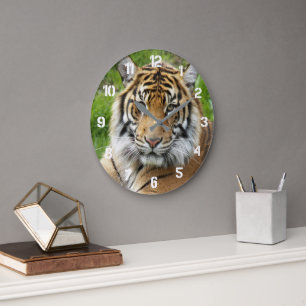 Grande Horloge Ronde Photo de Tigre de Sumatra, grand félin