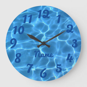 Grande Horloge Ronde Photo Numéroté Deep Blue Personnalisé