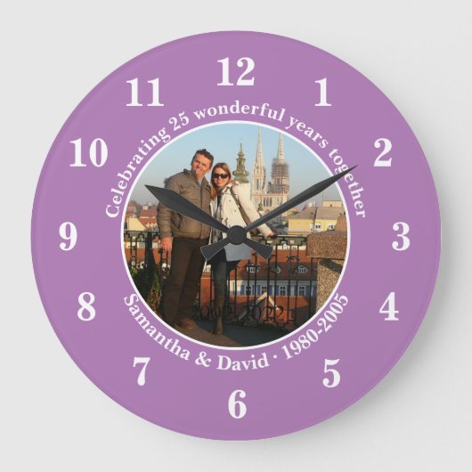 Grande Horloge Ronde Photo Wedding Anniversary  Gift Wall  Large Clock (Recto)