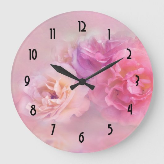 Grande Horloge Ronde Photographe de Pretty Pink Carnations (Recto)