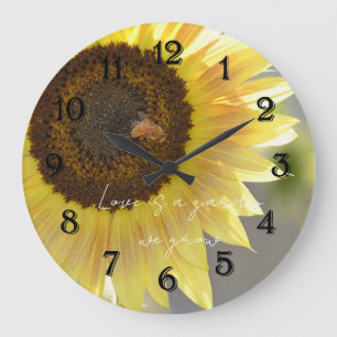 Grande Horloge Ronde Photographie d'abeille tournesol  