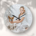 Grande Horloge Ronde Photographie personnalisée<br><div class="desc">Perfect pour les nurseries,  menace ou any room in your home. A fun design which you can personal with a loved one's name and photo to create a unique venin. Designed by Thisisnotme</div>