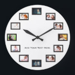 Grande Horloge Ronde Photos de Create Custom<br><div class="desc">Personalize this clock with your own photographito make unique clock for self or memable gift for somebody you love. Fun vend idea for a birthday, wedding, anniversary, graduation, réunion ou Christmas. Donc, vous pouvez avoir un easily add your text Click on the "Customize It" button to resize or position your...</div>